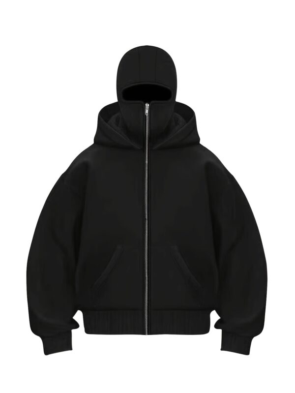 Sweat à Capuche Noir Élégant pour Homme avec Imprimé Rouge "N" – Style Streetwear Hip-Hop Toutes Saisons – Image 2