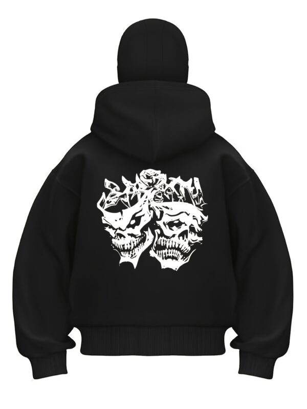 Sweat Homme à Capuche Noir avec Motif Masque – Image 2