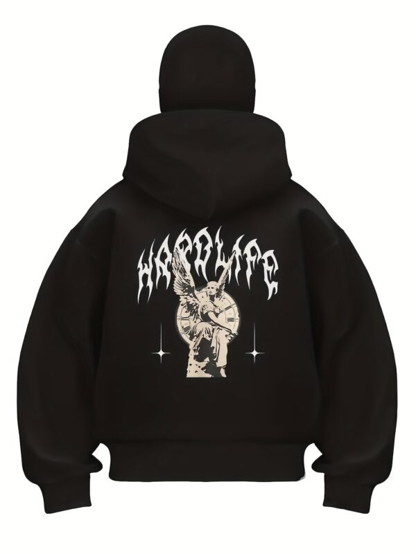 Sweat Homme à Capuche Noir avec Motif Tête de Mort – Image 6
