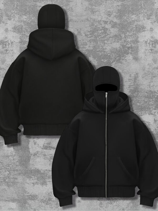 Sweat Noire Élégante pour Femme avec Double Capuche – Image 2