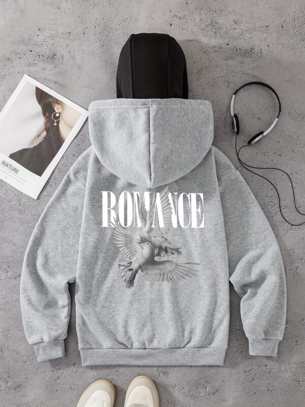 Pull Homme à Capuche Noir avec Imprimé Romance – Image 3