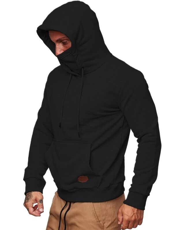 Sweat à capuche doublé de polaire pour homme avec masque facial – Image 3