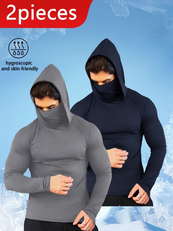 Ensemble 2 Pièces Sweat à Capuche avec Masque Intégré pour Homme – Performance & Confort Toutes Saisons – Image 2