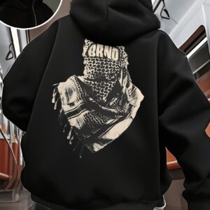 Sweat à capuche noir pour homme avec impression de figure masquée