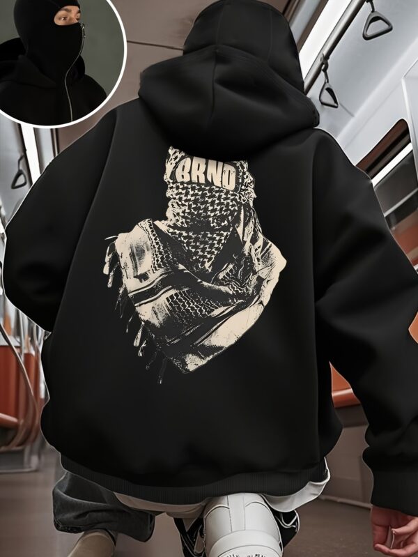 Sweat à capuche noir pour homme avec impression de figure masquée