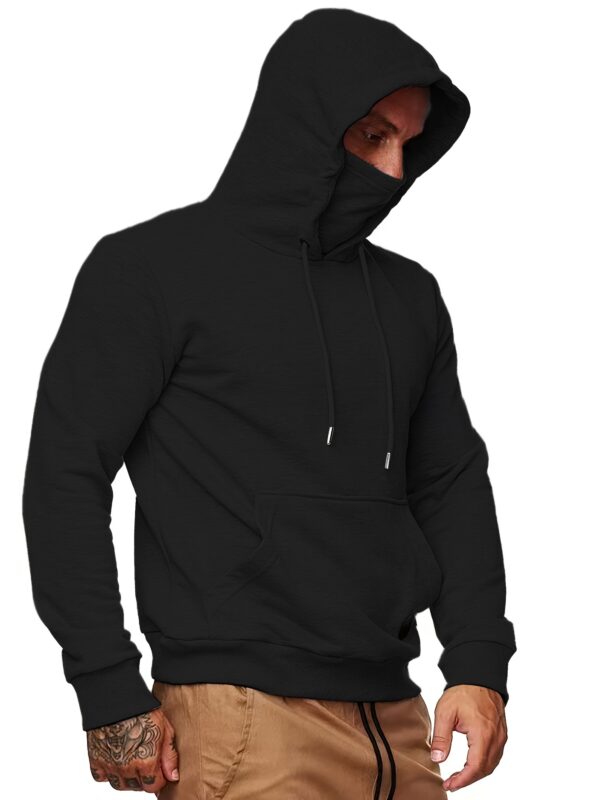Sweat à capuche doublé de polaire pour homme avec masque facial