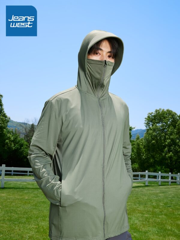 Veste Coupe-Vent Décontractée d'Été Vert Olive – Image 3