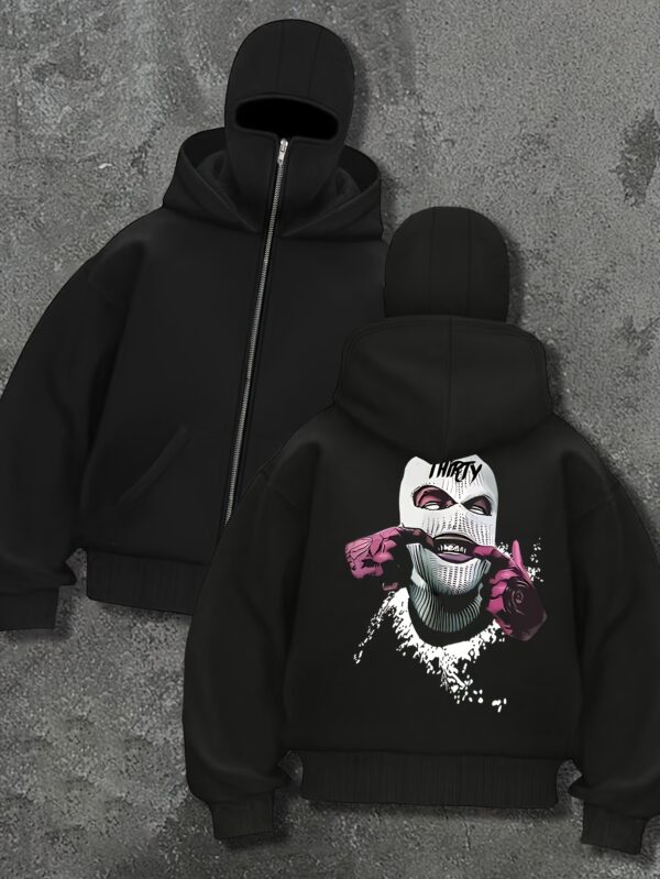Sweat à capuche balaclava imprimé pour femme avec double capuche et coagoule – Image 2