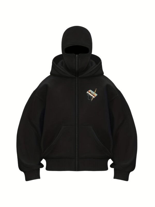 Sweat capuche rouge pour homme avec imprimé cassette rétro et crayon