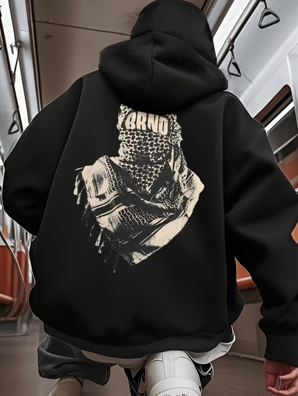 Sweat à capuche noir pour homme avec impression de figure masquée – Image 3