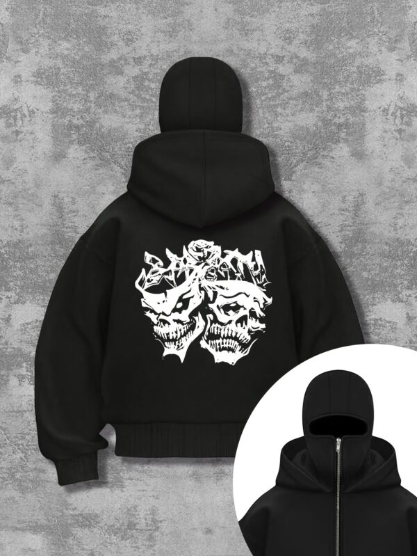 Sweat Homme à Capuche Noir avec Motif Masque