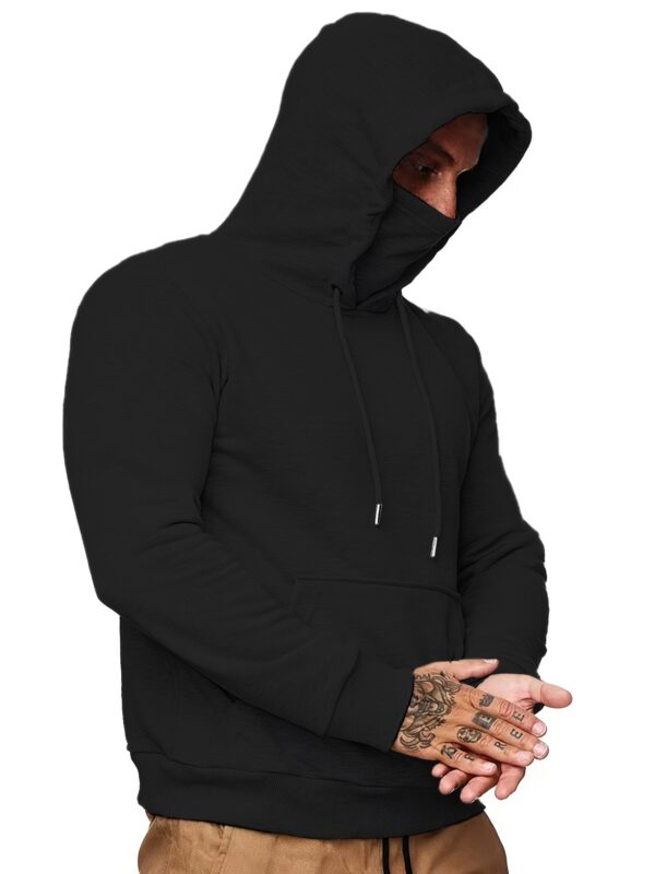Sweat à capuche doublé de polaire pour homme avec masque facial – Image 4