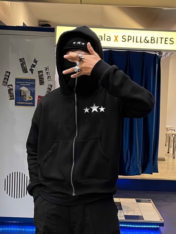 Sweat à capuche imprimé étoilé décontracté pour hommes avec cagoule – Image 3