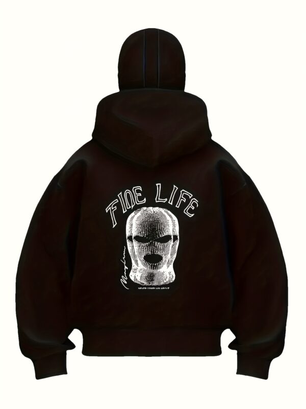Sweat Homme à Capuche Noir avec Motif Tête de Mort – Image 5