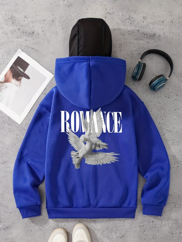 Pull Homme à Capuche Noir avec Imprimé Romance – Image 2