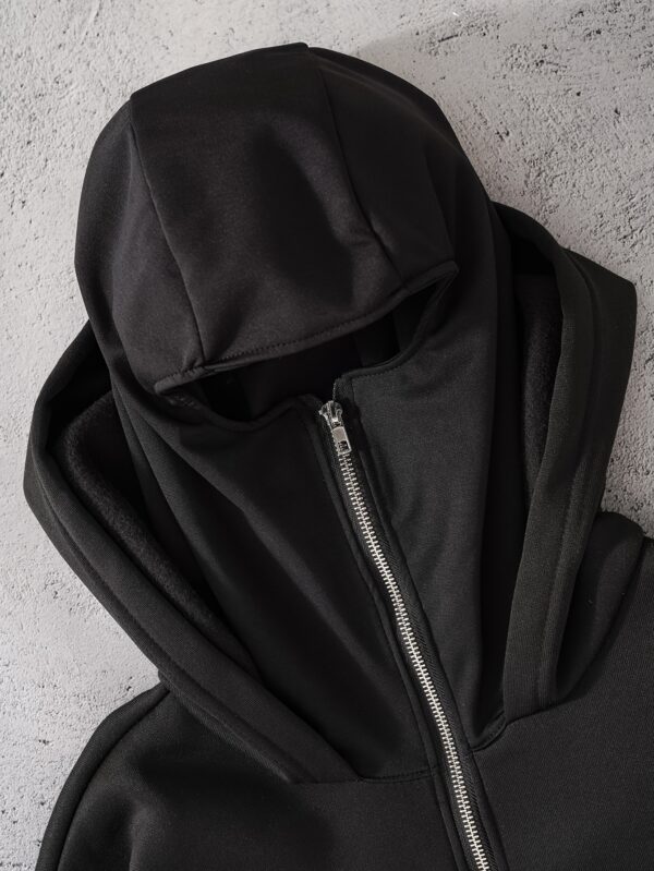 Sweat à Capuche Noir Élégant pour Homme avec Imprimé Rouge "N" – Style Streetwear Hip-Hop Toutes Saisons – Image 4
