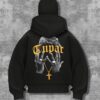 Sweat à capuche noir élégant pour homme 2pac