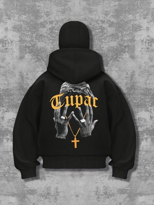 Sweat à capuche noir élégant pour homme 2pac