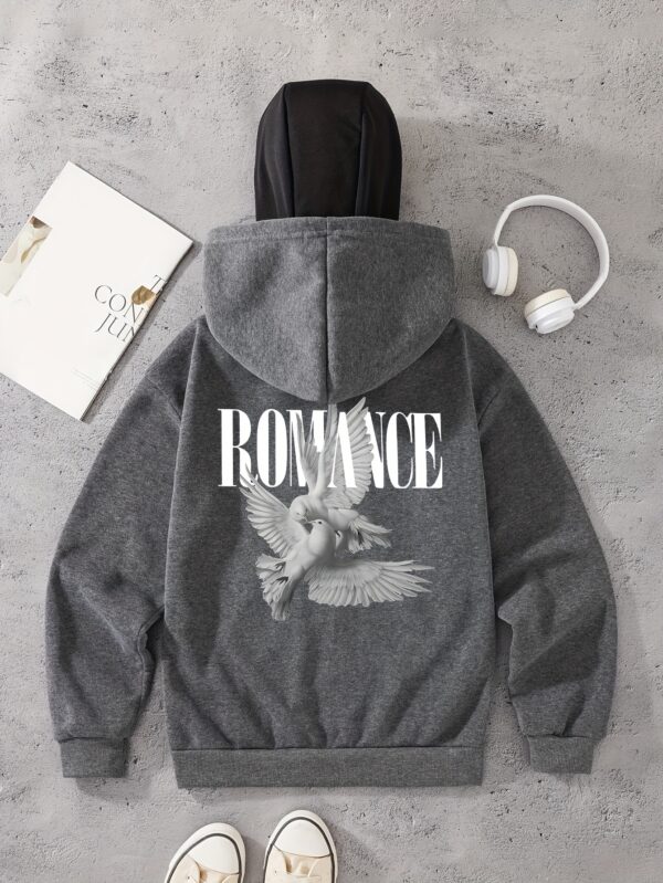 Pull Homme à Capuche Noir avec Imprimé Romance – Image 5