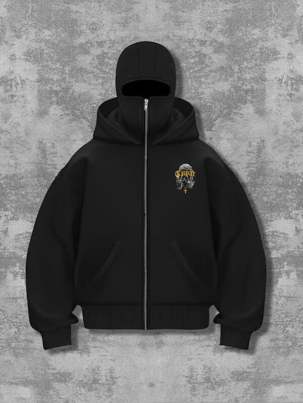 Sweat à capuche noir élégant pour homme 2pac – Image 3