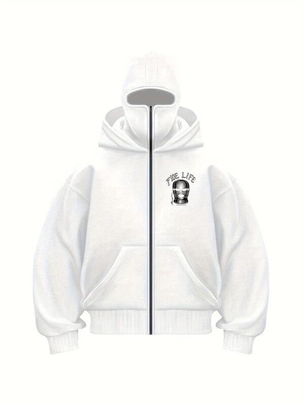 Veste Rouge à Capuche pour Hommes avec Imprimé TIDE LIFE & Masque – Image 4