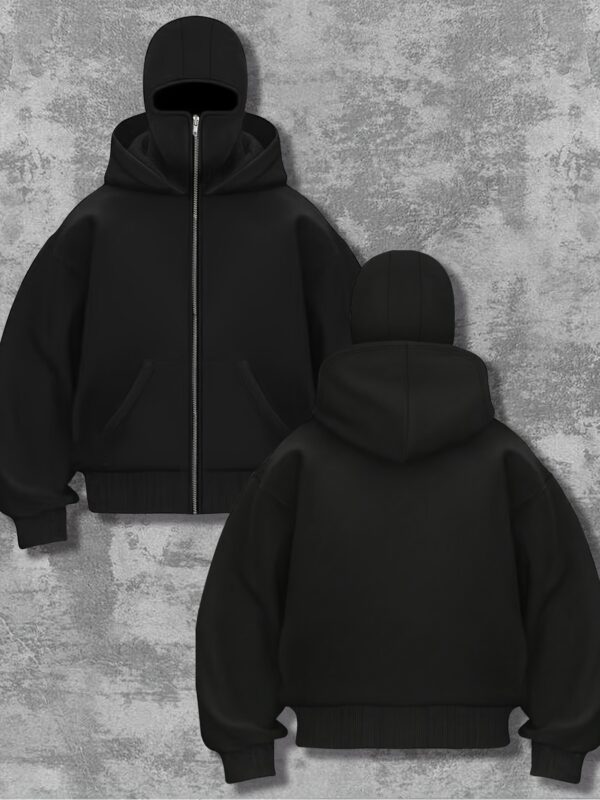 Sweat Noire Élégante pour Femme avec Double Capuche – Image 3
