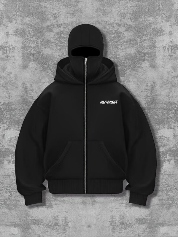 Sweat Homme à Capuche Noir avec Motif Tête de Mort et Pistolet – Image 3