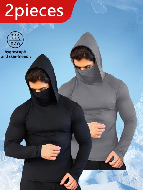 Ensemble 2 Pièces Sweat à Capuche avec Masque Intégré pour Homme – Performance & Confort Toutes Saisons – Image 3