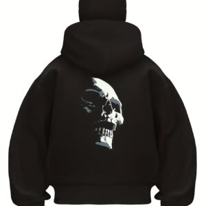 Sweat Homme à Capuche Noir avec Motif Tête de Mort