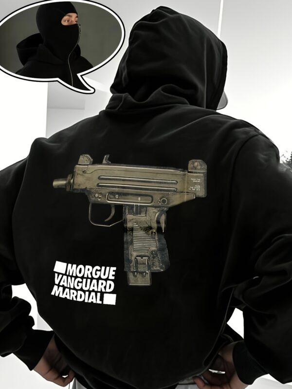 Sweat à capuche noir élégant pour homme avec impression "BALANCE" – Image 2