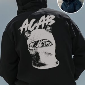 Sweat à capuche imprimé de chat élégant pour hommes