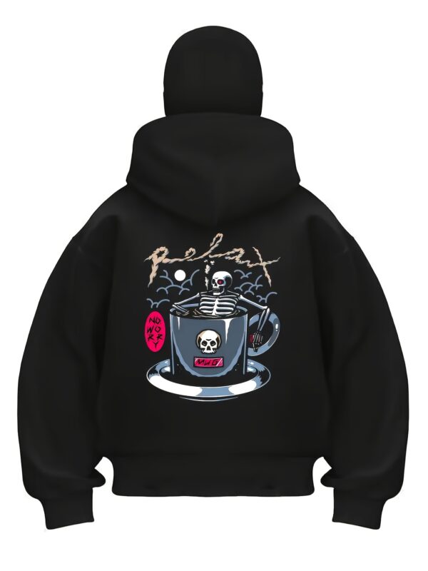 Sweat Homme à Capuche Noir avec Motif Tête de Mort – Image 4