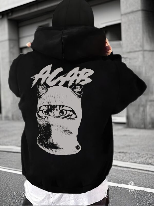 Sweat à capuche imprimé de chat élégant pour hommes – Image 3