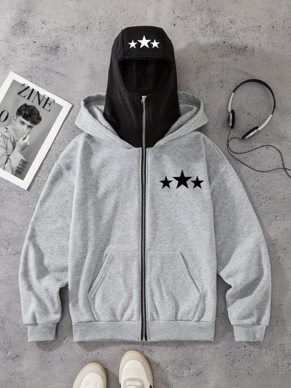Sweat à capuche imprimé étoilé décontracté pour hommes avec cagoule – Image 2