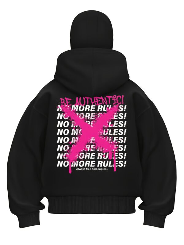 Sweat à Capuche Noire Élégante pour Femme avec cagoule- Imprimé Graphique "PAS de RÈGLES!"