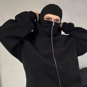 Sweat Noire Élégante pour Femme avec Double Capuche
