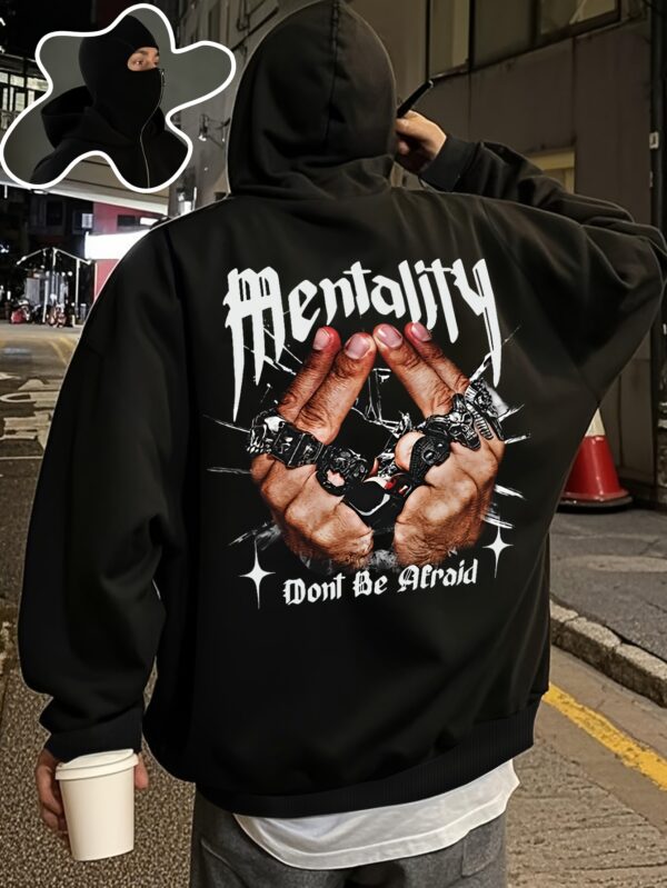 Sweat à capuche noir pour homme avec un graphique audacieux "Mentality"
