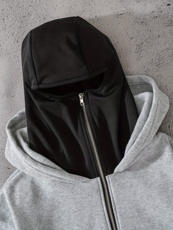 Sweat à Capuche Noir pour Hommes avec Imprimé Graphique et Design de Masque Balaclava - "GLORIOUS" – Image 6
