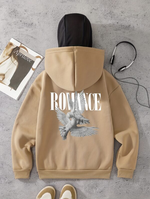 Pull Homme à Capuche Noir avec Imprimé Romance – Image 6