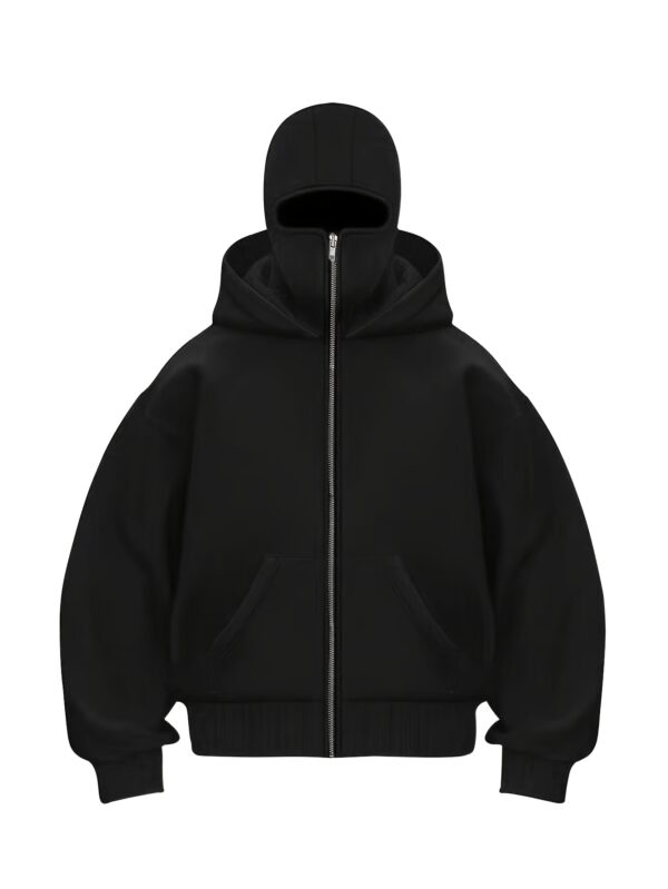 Sweat Homme à Capuche Noir avec Motif Masque – Image 3
