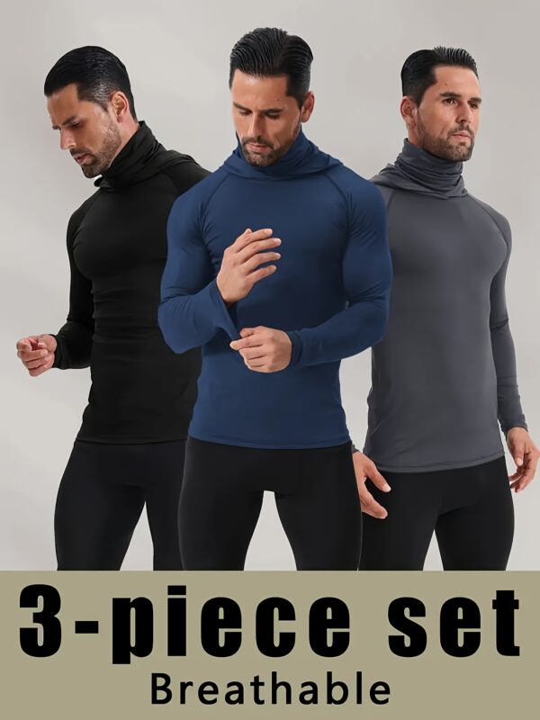 3 pcs. sweat athlétiques à col haut pour hommes – Image 3