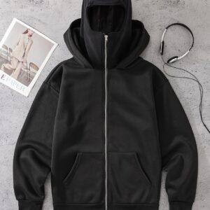 Sweat Noir pour Femme avec Fermeture Éclair Complète et Capuche