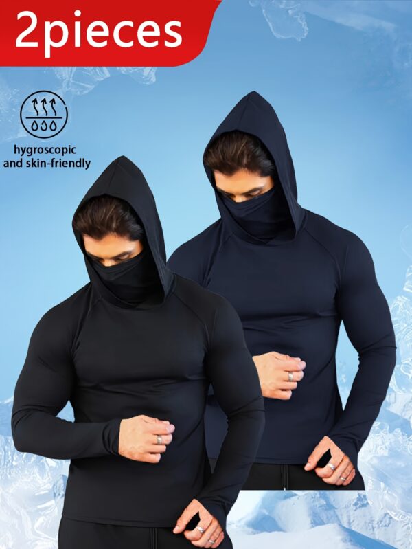 Ensemble 2 Pièces Sweat à Capuche avec Masque Intégré pour Homme – Performance & Confort Toutes Saisons